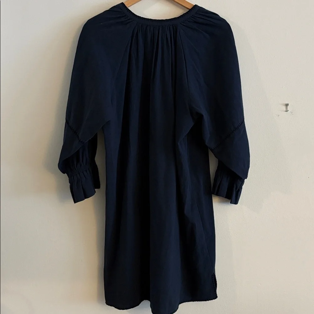 Apiece Apart Maria Mini Dress Puff Gathered Sleeves Women’s Size XS Navy Blue